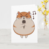 マイク付きの音楽を奏でるハムスター カード (黄色い花)