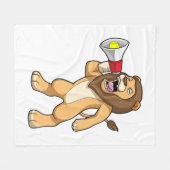 マイク付きライオン フリースブランケット (正面(横))