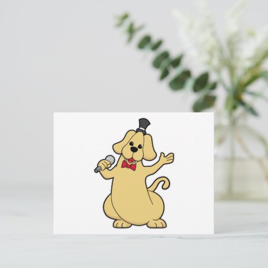 マイク付き歌手としての犬 ポストカード (スタンド正面)