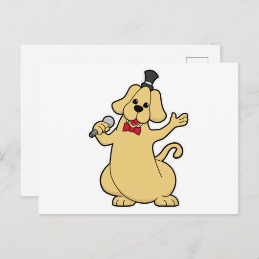 マイク付き歌手としての犬 ポストカード (正面/裏面)