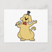 マイク付き歌手としての犬 ポストカード (正面)