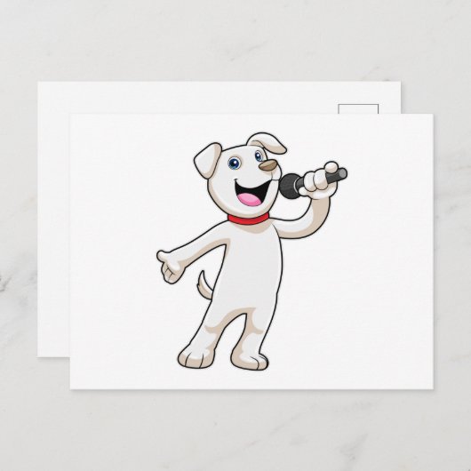 マイク付き歌手としての犬 ポストカード (正面/裏面)