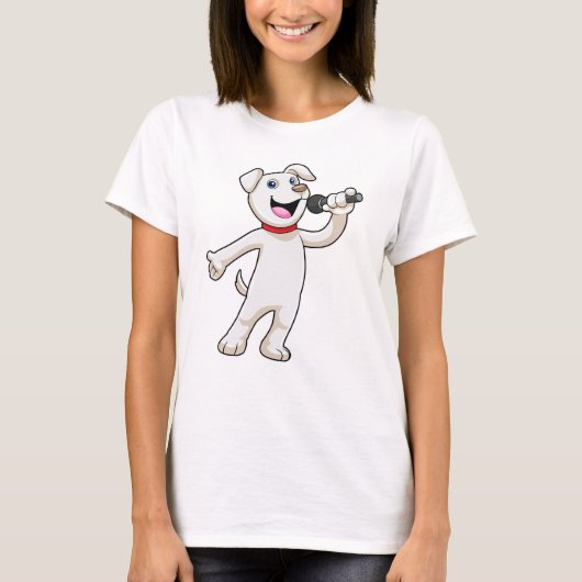 マイク付き歌手としての犬 Tシャツ (正面)