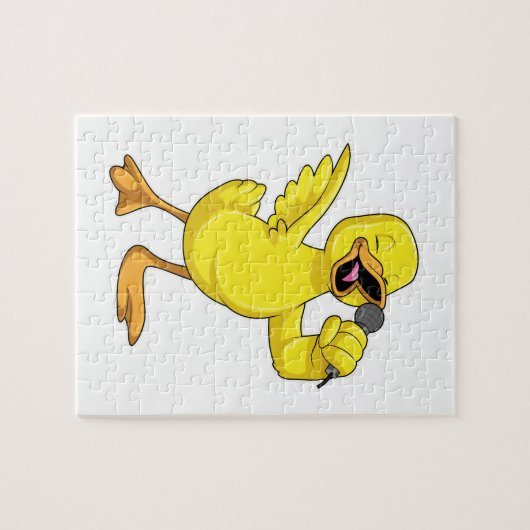 マイク付き歌手としてアヒル ジグソーパズル (横)