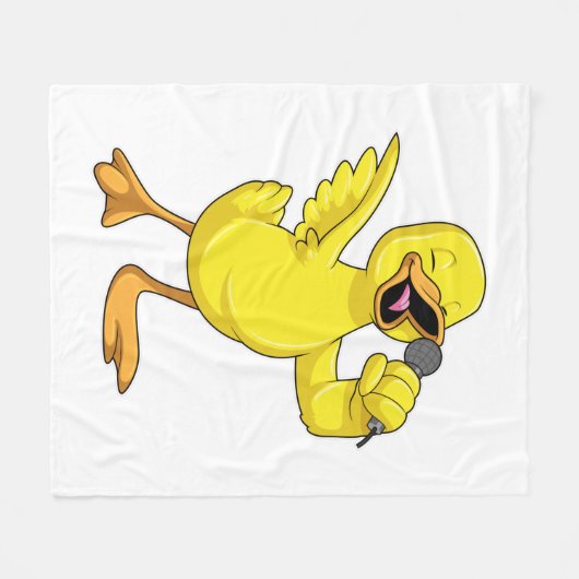 マイク付き歌手としてアヒル フリースブランケット (正面(横))