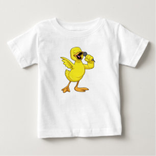 マイク付き歌手としてアヒル ベビーTシャツ