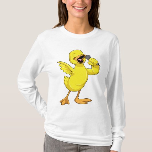 マイク付き歌手としてアヒル Tシャツ (正面)