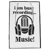 マイク用ヘッドフォン録音音楽 ミディアムペーパーバッグ (正面)