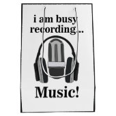 マイク用ヘッドフォン録音音楽 ミディアムペーパーバッグ (裏面)