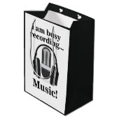 マイク用ヘッドフォン録音音楽 ミディアムペーパーバッグ (裏面アングル)