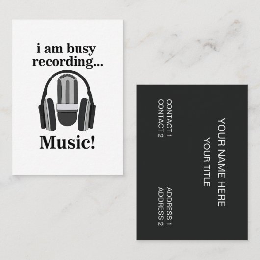 マイク用ヘッドフォン録音音楽 名刺 (正面/裏面)