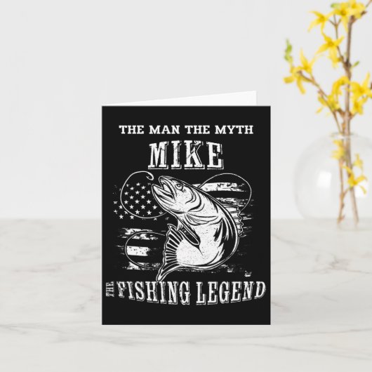 マイク男の神話魚釣り凡例パーソナライズされた名 カード (黄色い花)