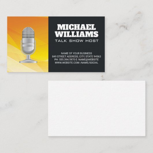 マイク |スタイル化された火の背景 名刺 (正面/裏面)