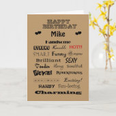 マイク・ハッピーバースデー賞賛の言葉 カード (黄色い花)