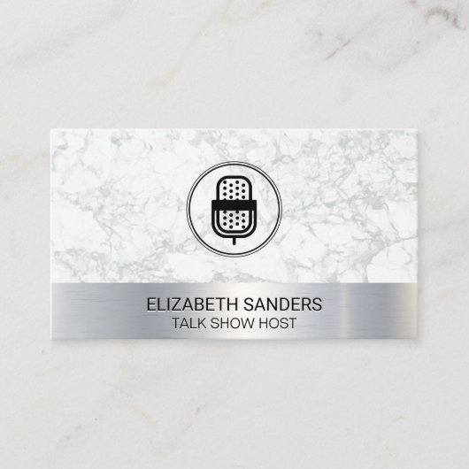 マイク |ブロガー | Podcastホスト |大理石メタル 名刺 (正面)