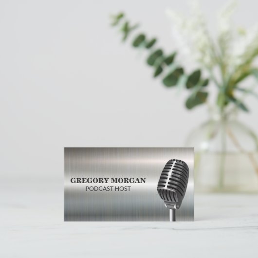 マイク/ポッドキャスター 名刺 (スタンド正面)
