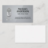マイク | ポッドキャストホスト | グレイ光沢 名刺 (正面/裏面)