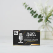 マイク | ポッドキャストホスト | QRコード 名刺 (スタンド正面)