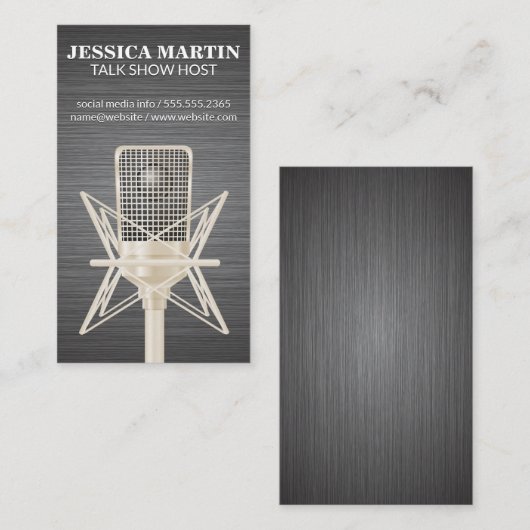 マイク | メタルテクスチャの背景 名刺 (正面/裏面)