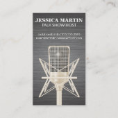 マイク | メタルテクスチャの背景 名刺 (正面)