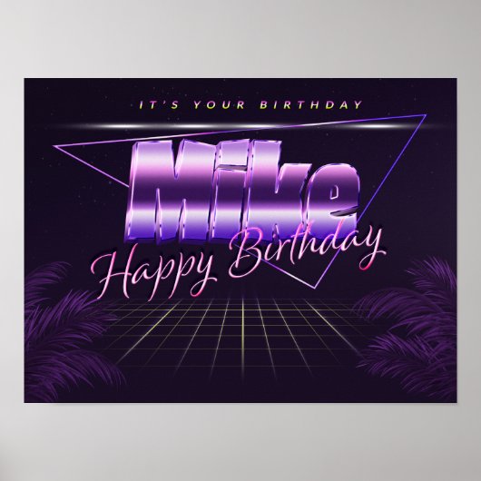 マイク 名前 ヴォルネーム ライラ レトロ ポスター 誕生日 (正面)
