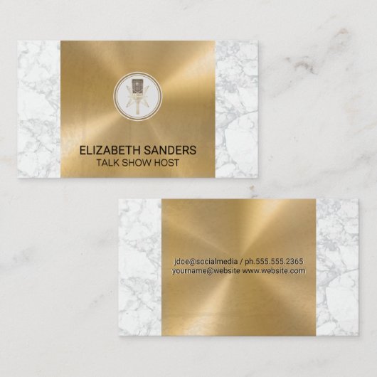 マイク | 大理石および金ゴールドメタル 名刺 (正面/裏面)
