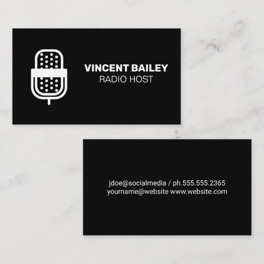 マイク | 無線ホスト | ポッドキャスト 名刺 (正面/裏面)