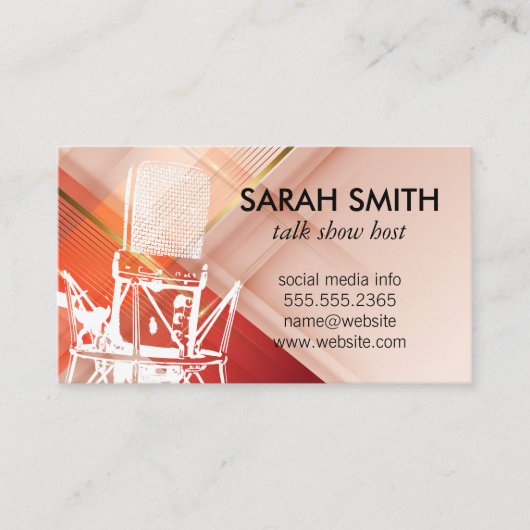 マイク/赤オレンジ背景 名刺 (正面)