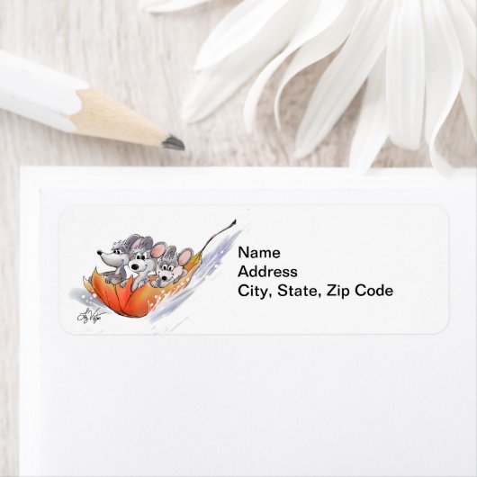 マイク、Macと萌の冬の休日住所 シール (インサイチュ)