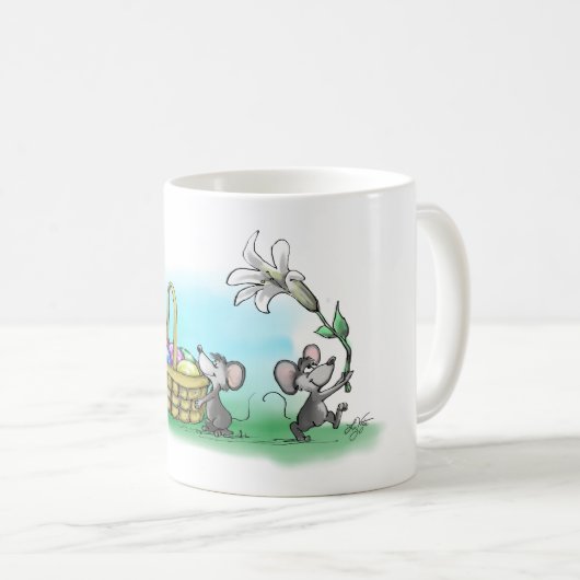 マイク・Mac・萌のハッピーイースター コーヒーマグカップ (正面右)