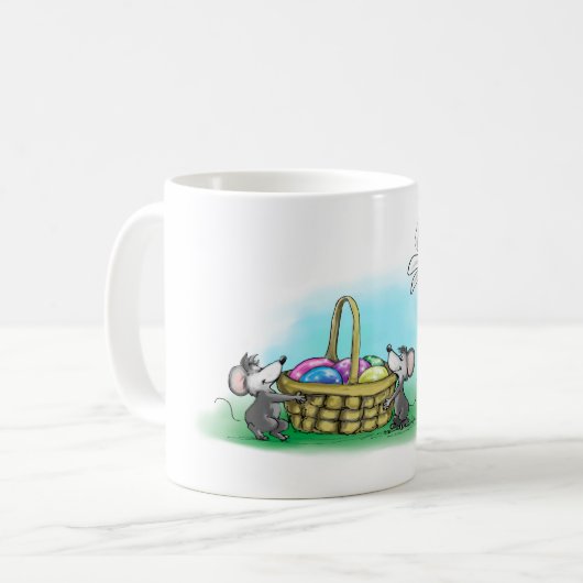 マイク・Mac・萌のハッピーイースター コーヒーマグカップ (正面左)