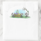 マイク・Mac・萌のハッピーイースター 楕円形シール (バッグ)