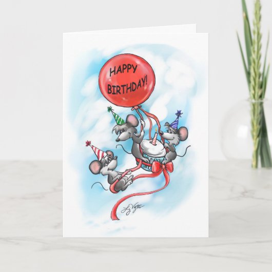 マイク・Mac・萌のハッピーバースデーお祝い カード (正面)