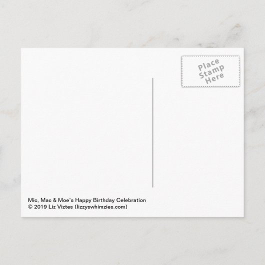 マイク・Mac・萌のハッピーバースデーお祝い シーズンポストカード (裏面)