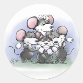 マイク・Mac・萌のハッピーマザーズデイイラストレーション ラウンドシール