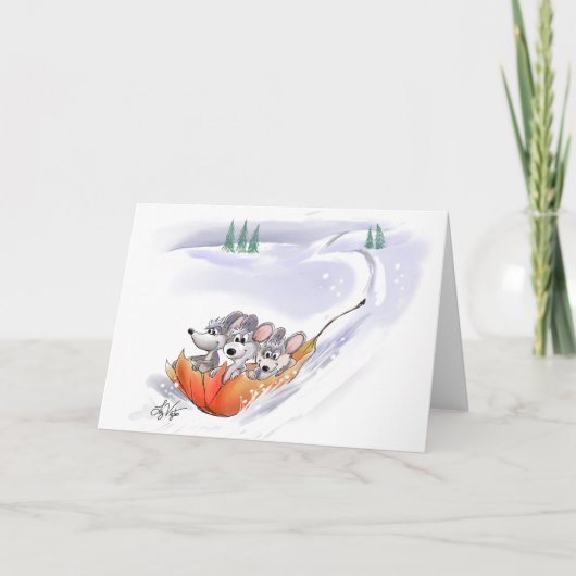 マイク、Mac、萌の冬のホリデーランドスケープカード シーズンカード (正面)