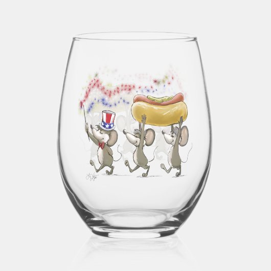 マイク・Mac・萌の幸せ7月4日 ステムなしワイングラス (正面)