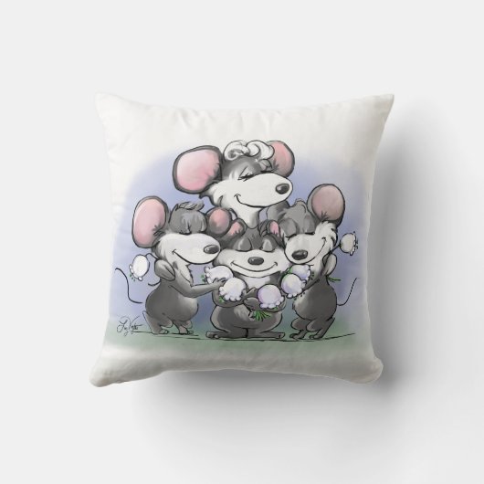 マイク、Mac、萌の母の日の挨拶/画像 クッション (裏面)