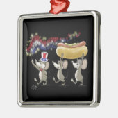 マイク、Mac、萌の7月の4日の夜のピクニック メタルオーナメント (左)