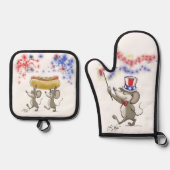 マイク・Mac・萌の7月4日お祝い 鍋つかみ&鍋敷きセット (正面)