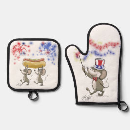 マイク・Mac・萌の7月4日お祝い 鍋つかみ&鍋敷きセット