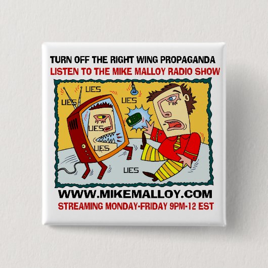 マイクMalloyのラジオ番組ボタン 缶バッジ (正面)