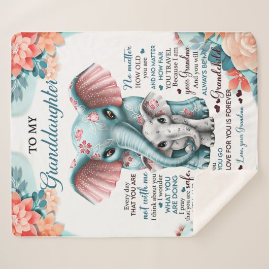 マイグランドドーターエレファント誕生日ギフトアイディア シェルパブランケット (正面(横))