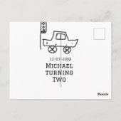 マイケルが2歳の誕生日おもちゃの車の交通灯 ポストカード (裏面)