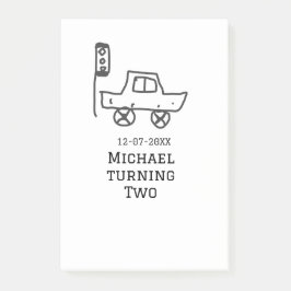 マイケル2歳の誕生日おもちゃの車の交通灯 ポストイット