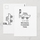 マイケル2歳の誕生日おもちゃの車の交通灯 ポストカード (正面/裏面)