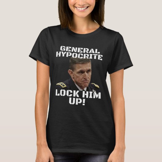 マイケル・フリン 有罪 偽善者 刑務所送りにしろ ポリティカル Tシャツ (正面)