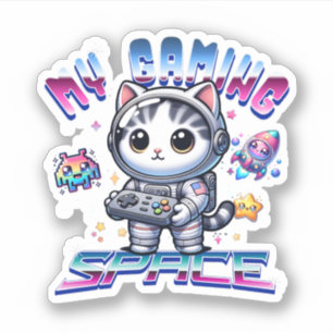 マイゲーム宇宙-かわいい宇宙猫 シール