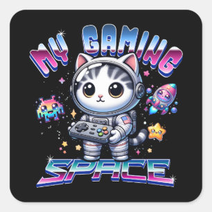 マイゲーム宇宙-かわいい宇宙猫 スクエアシール