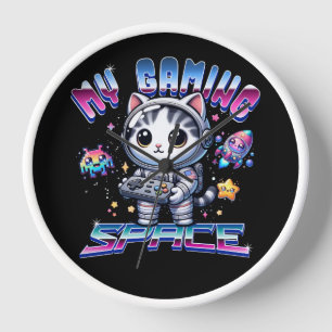 マイゲーム宇宙-かわいい宇宙猫 壁時計